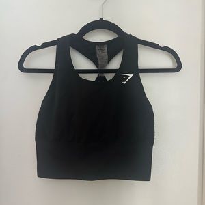 Gymshark Energy Seamless Longline Sports Bra in Medium Black